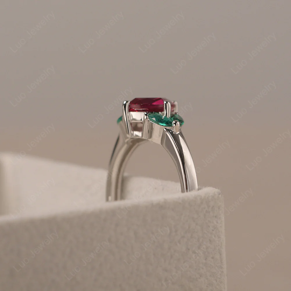 Ruby Kite Set Cushion Engagement Ring - Image 4