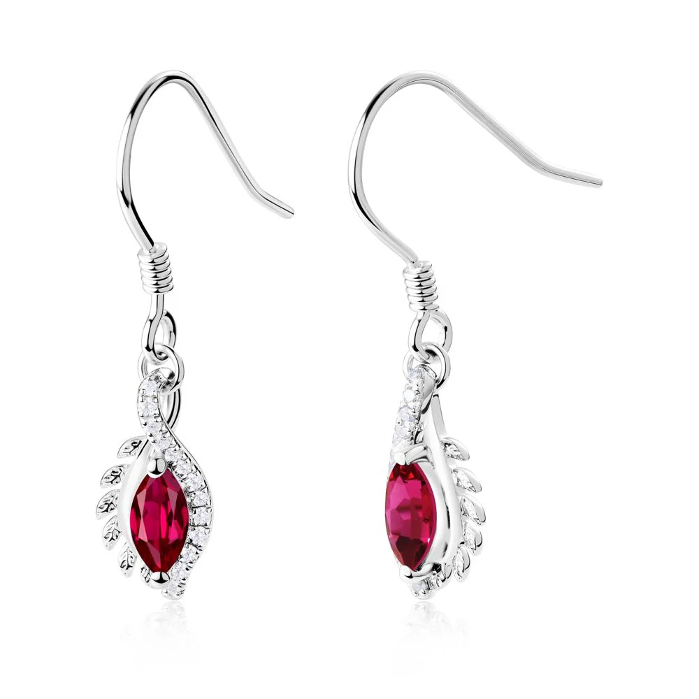 Ruby Leaf Vine Fish Hook Earrings - Image 9