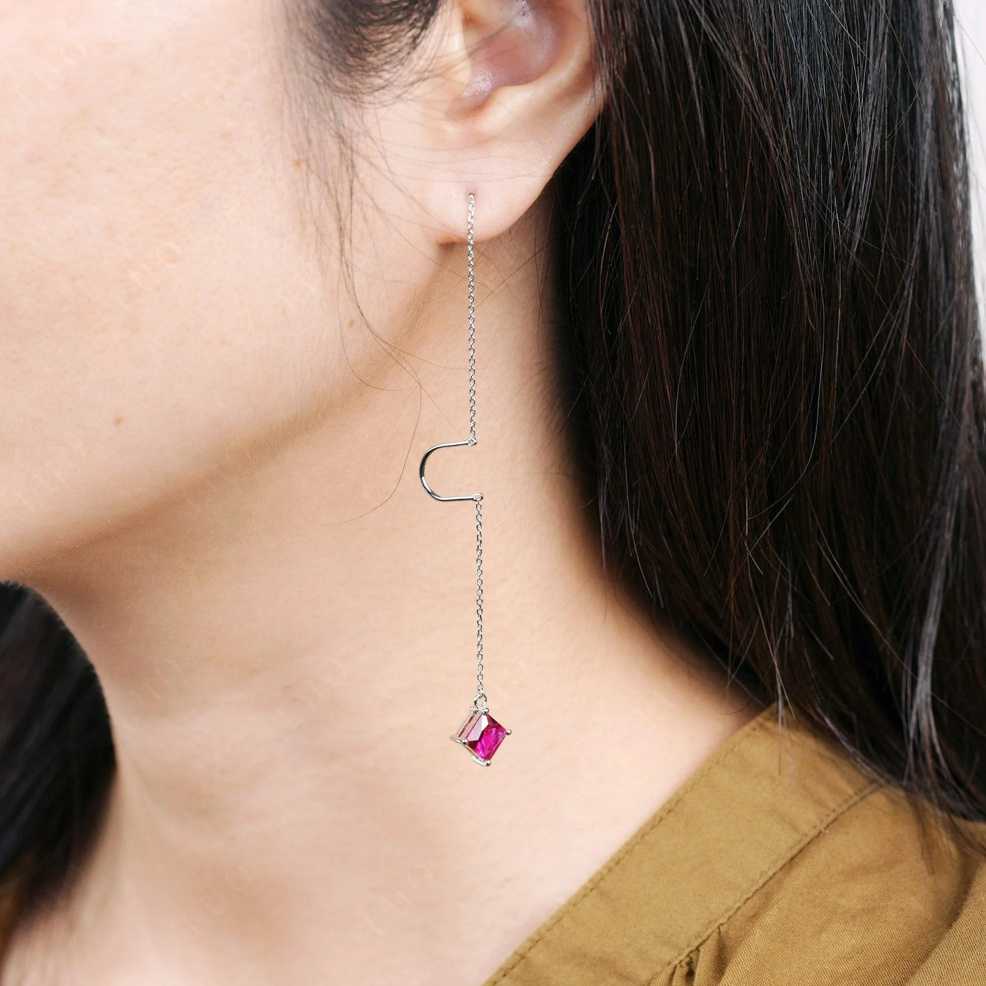 Ruby Long Dangle Earrings - Image 4