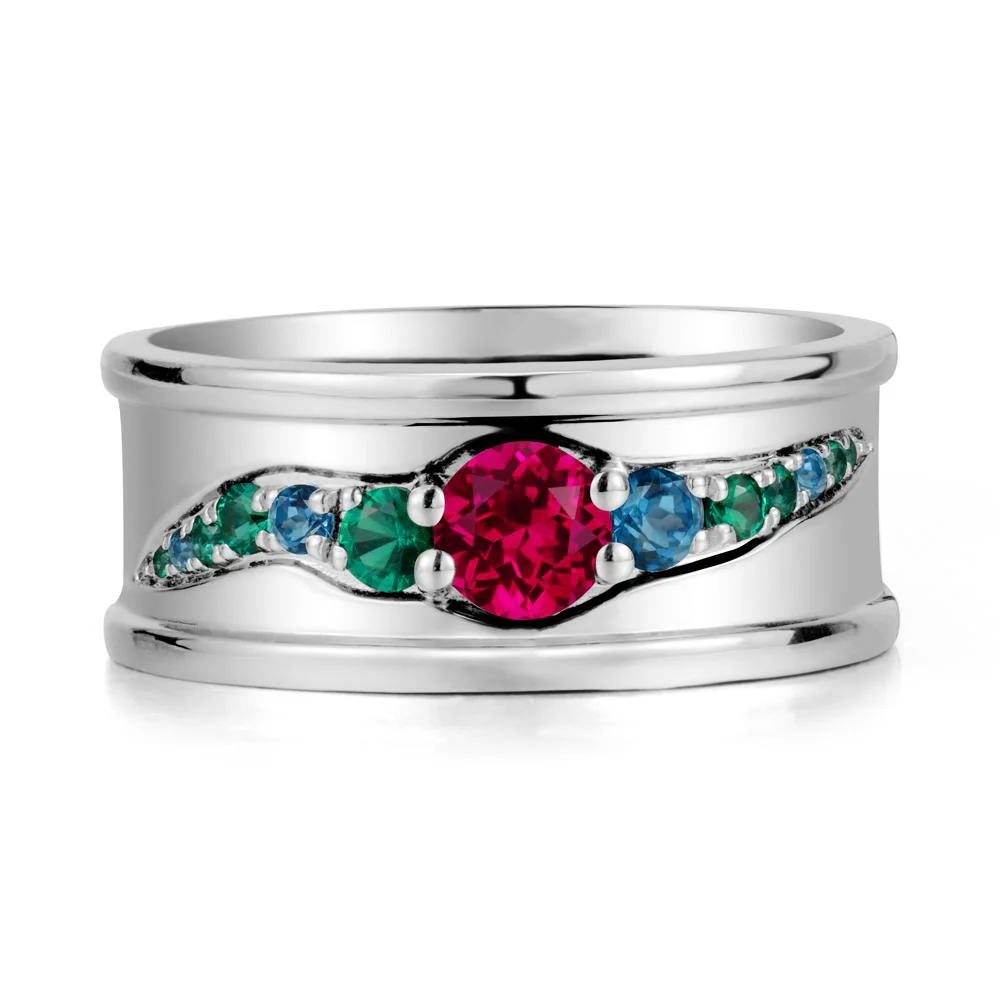 Ruby Multi Stone Men Ring - Image 3