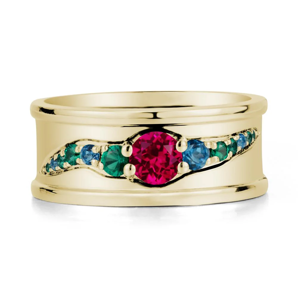 Ruby Multi Stone Men Ring - Image 4