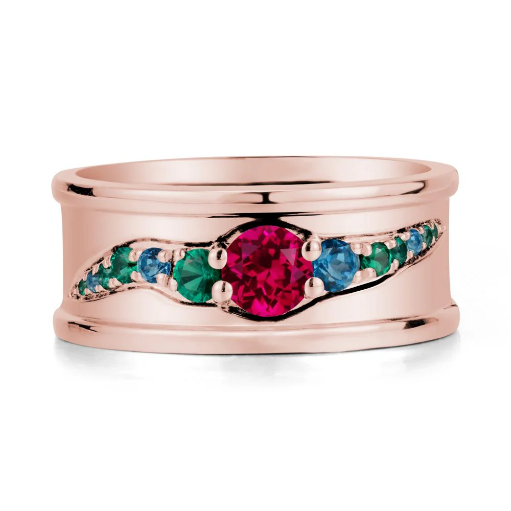 Ruby Multi Stone Men Ring - Image 5