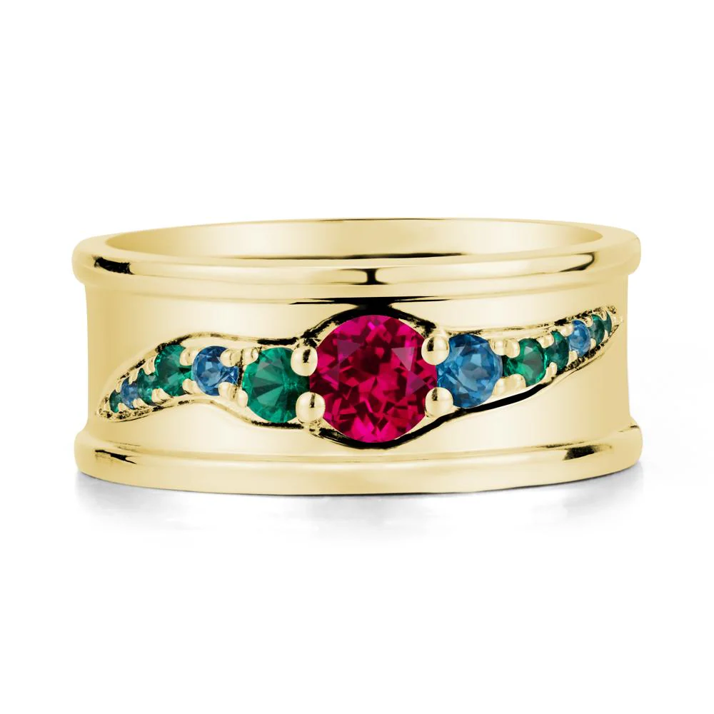 Ruby Multi Stone Men Ring - Image 7