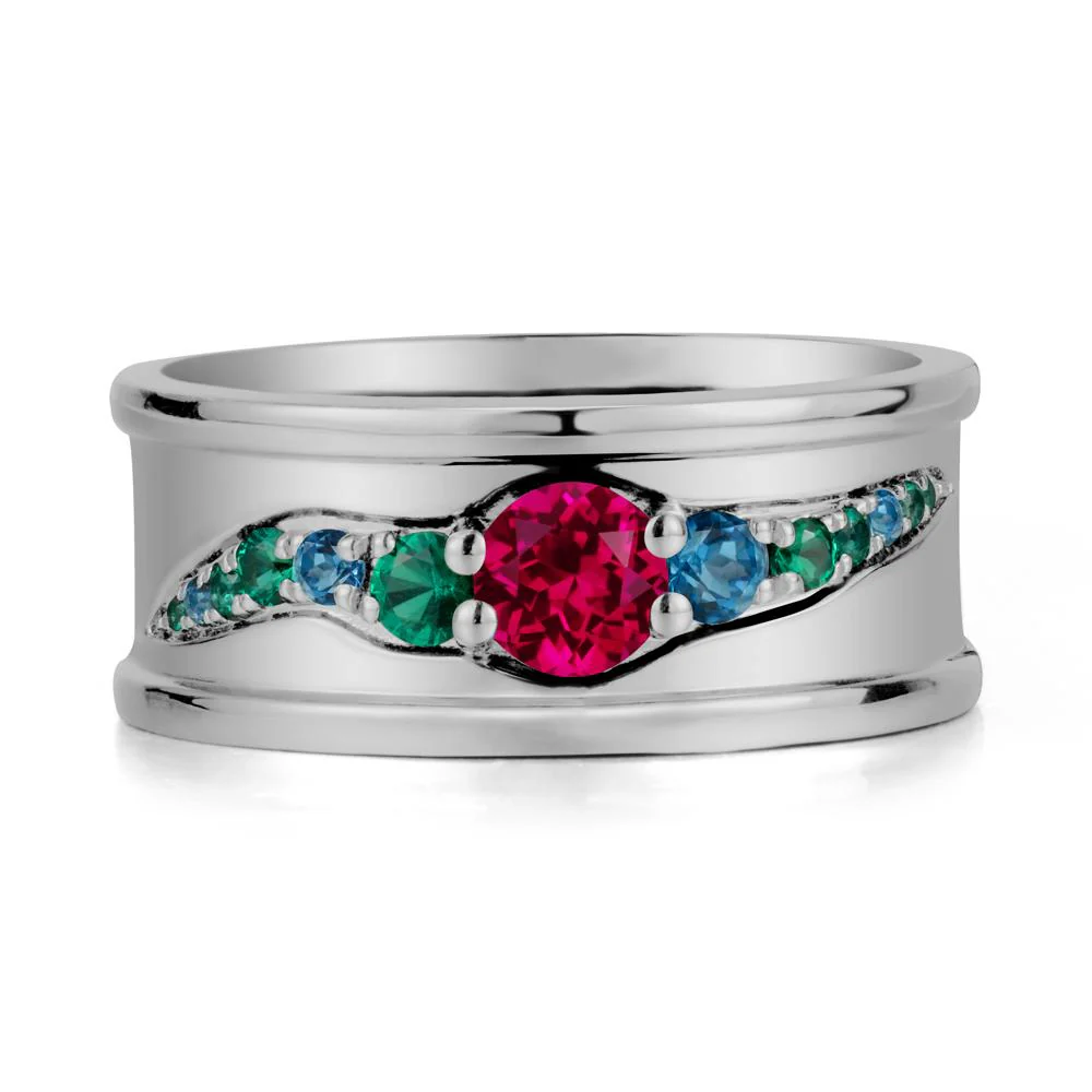 Ruby Multi Stone Men Ring - Image 8