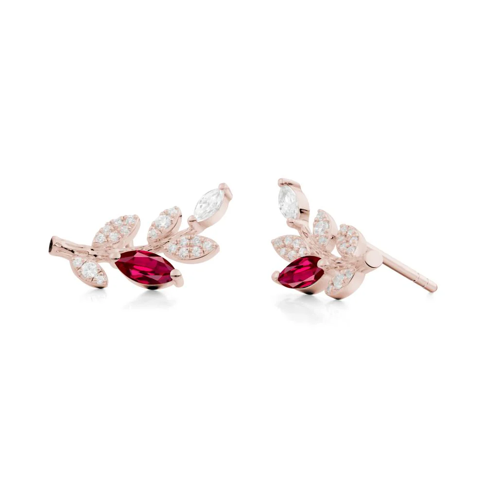 Ruby Olive Branch Stud Earrings - Image 6
