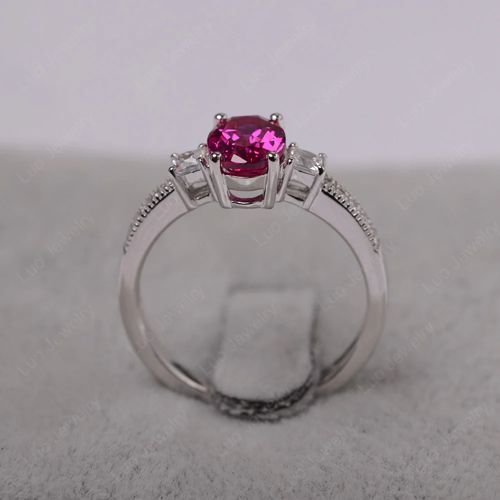 Oval Ruby Milgrain Statement Ring - Image 3