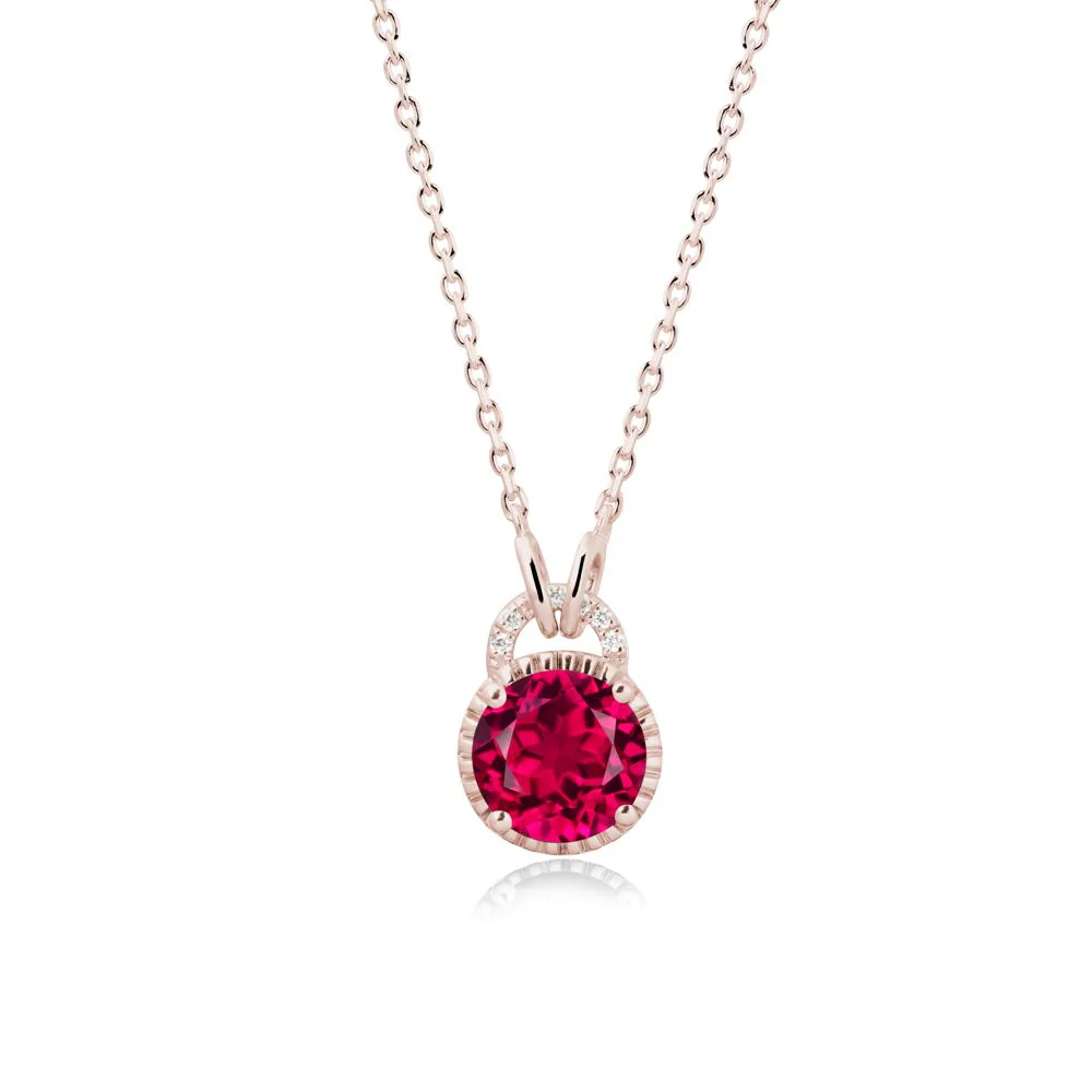 Ruby Pendant with Decorative Halo - Image 2