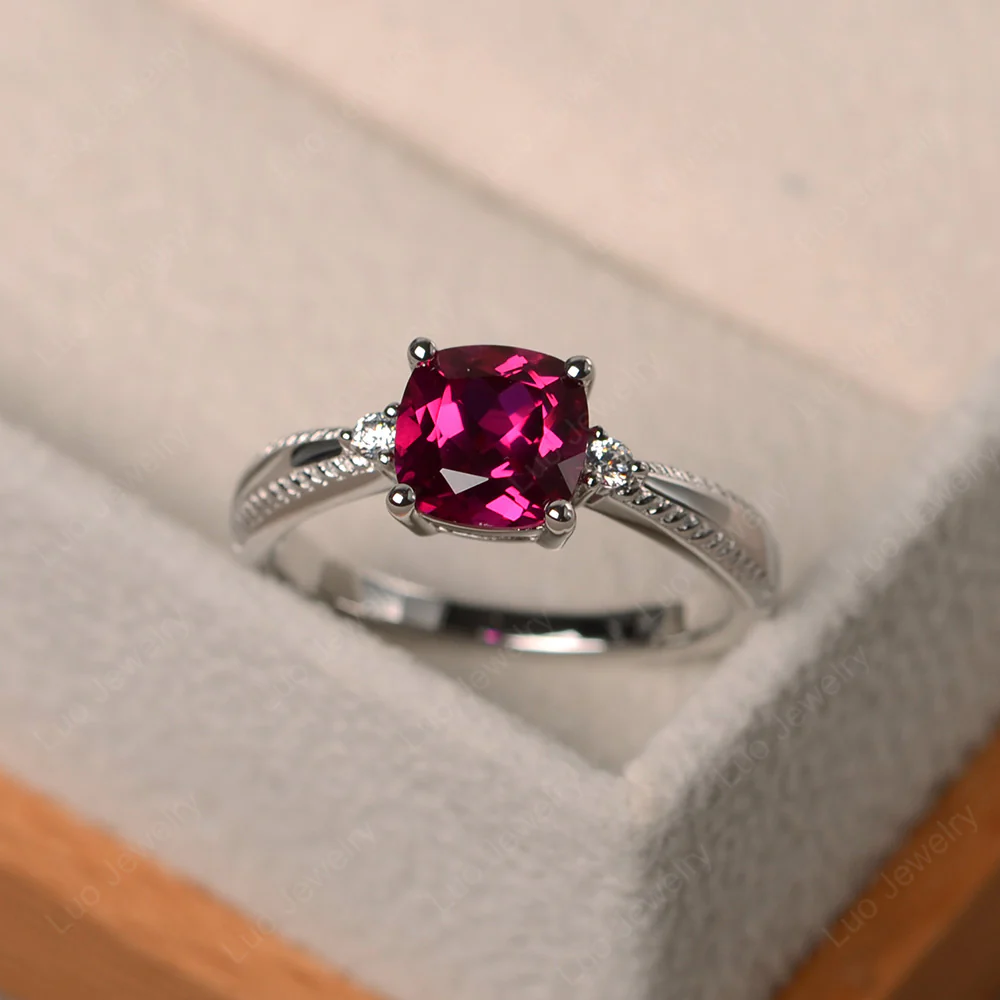 Cushion Cut Ruby Engagement Ring