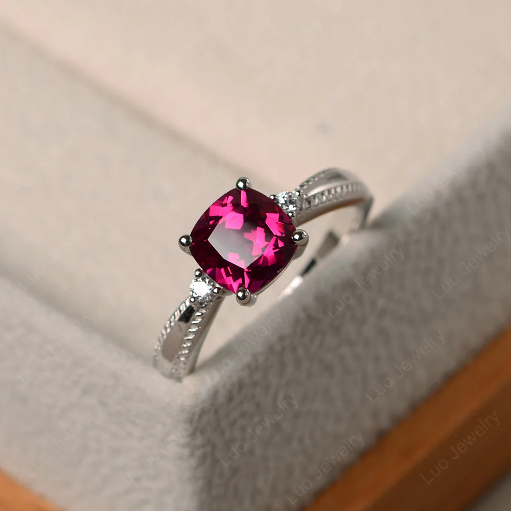 Cushion Cut Ruby Engagement Ring - Image 2