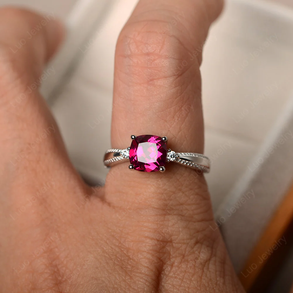 Cushion Cut Ruby Engagement Ring - Image 4