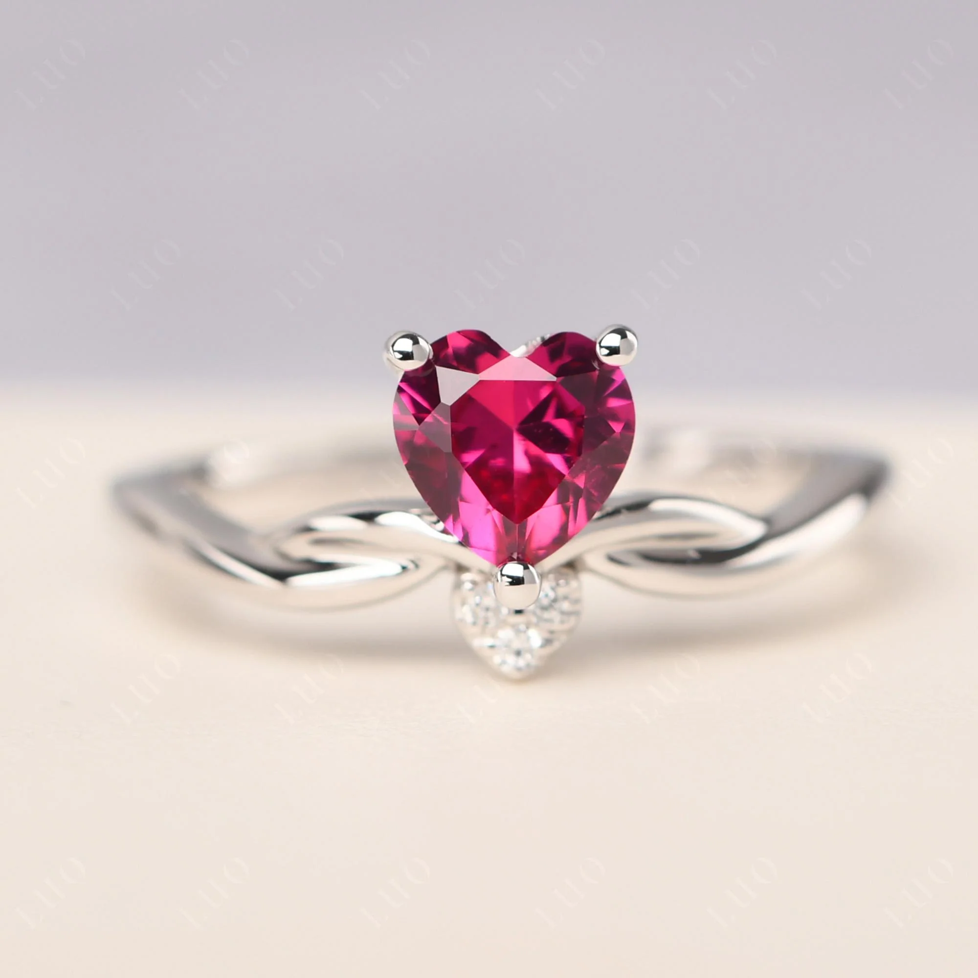 Dainty Twisted Ruby Engagement Ring - Image 10