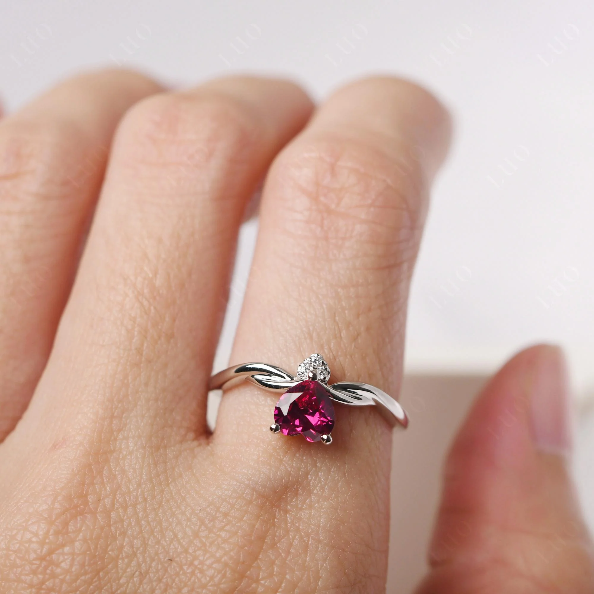 Dainty Twisted Ruby Engagement Ring - Image 14