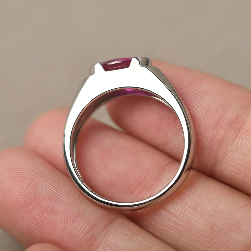Oval Ruby Horizontal Unisex Ring - Image 2
