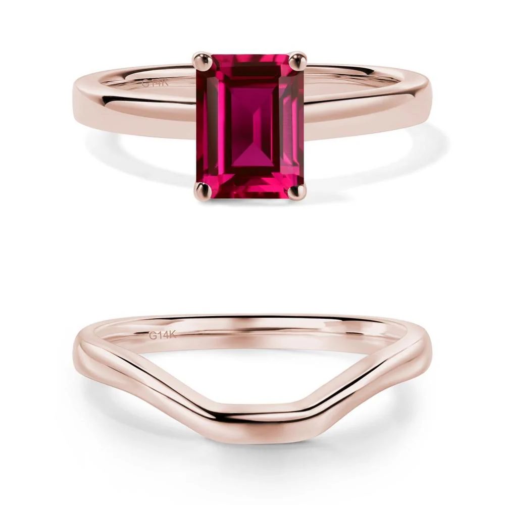 Ruby Plain Band Solitaire Engagement Ring - Image 11