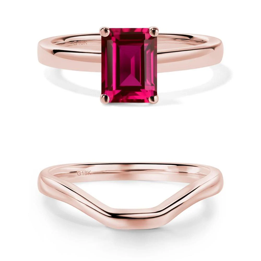Ruby Plain Band Solitaire Engagement Ring - Image 13