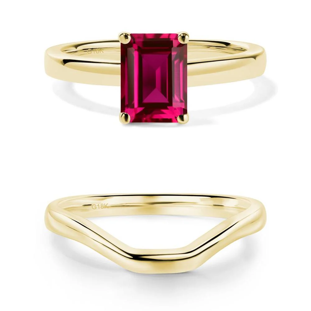 Ruby Plain Band Solitaire Engagement Ring - Image 15