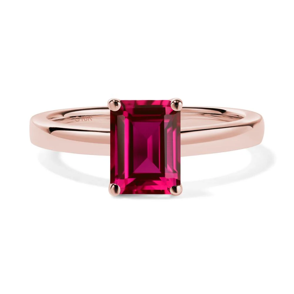 Ruby Plain Band Solitaire Engagement Ring - Image 2