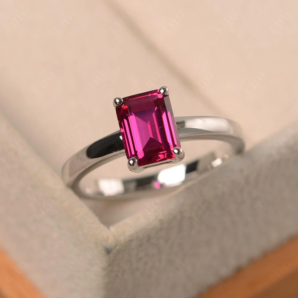 Ruby Plain Band Solitaire Engagement Ring - Image 29