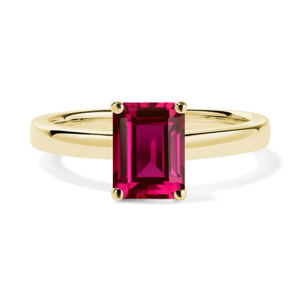 Ruby Plain Band Solitaire Engagement Ring - Image 3