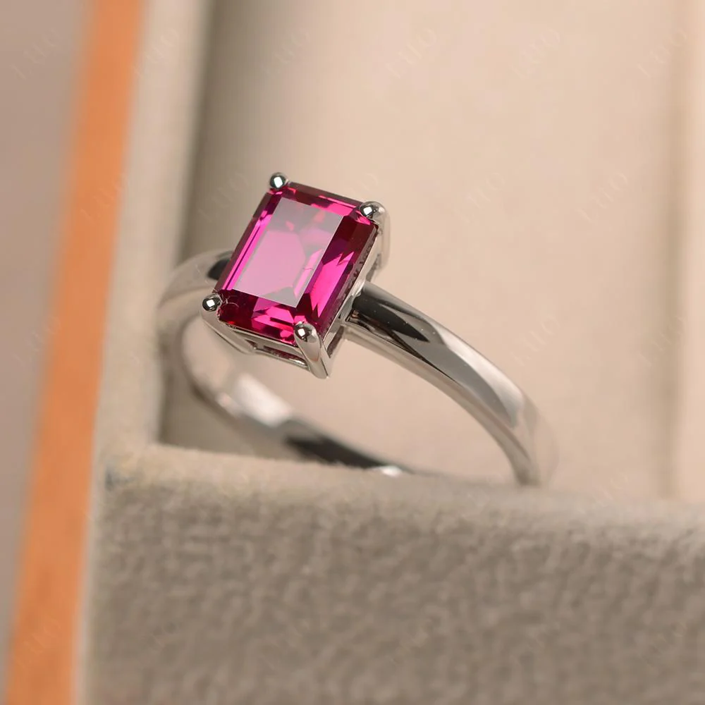 Ruby Plain Band Solitaire Engagement Ring - Image 30
