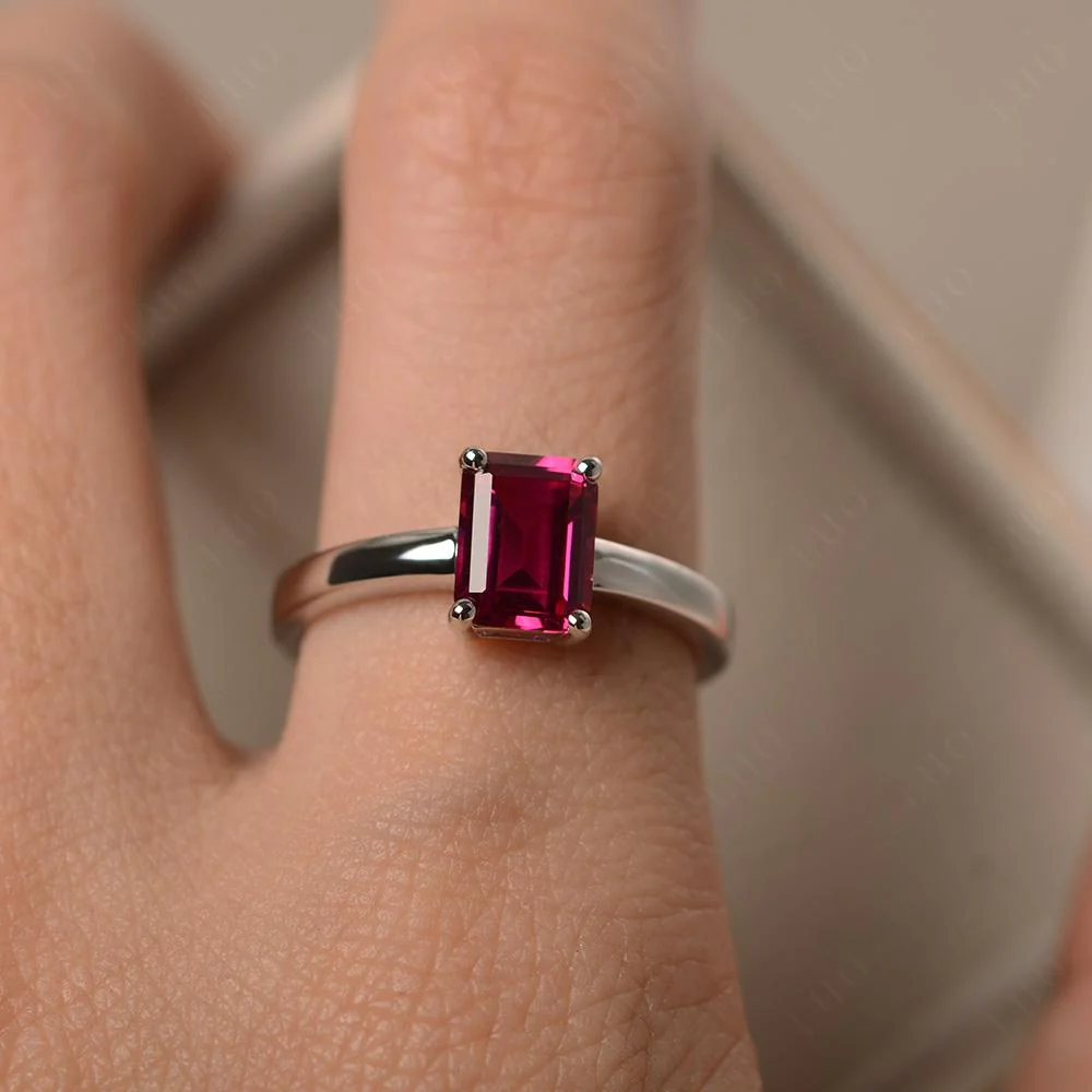 Ruby Plain Band Solitaire Engagement Ring - Image 32