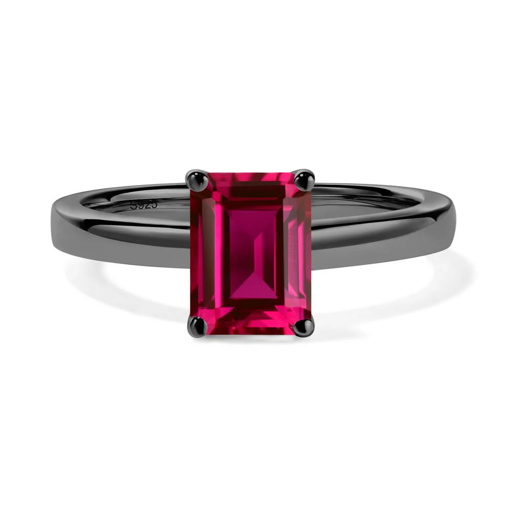 Ruby Plain Band Solitaire Engagement Ring - Image 4