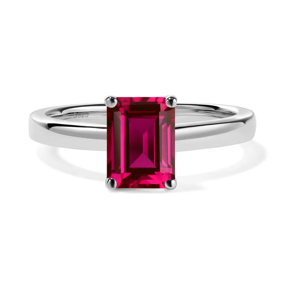 Ruby Plain Band Solitaire Engagement Ring - Image 5
