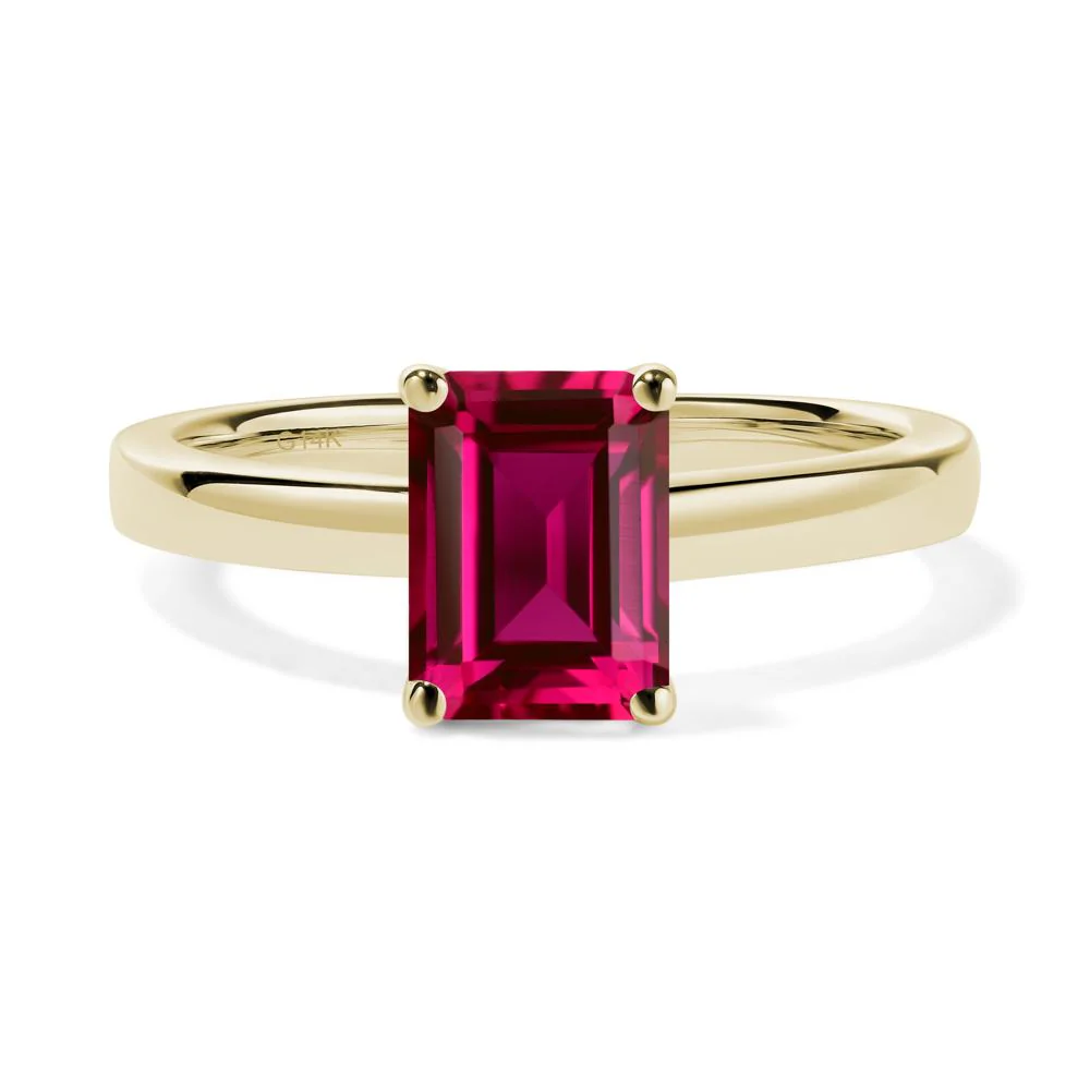 Ruby Plain Band Solitaire Engagement Ring - Image 9