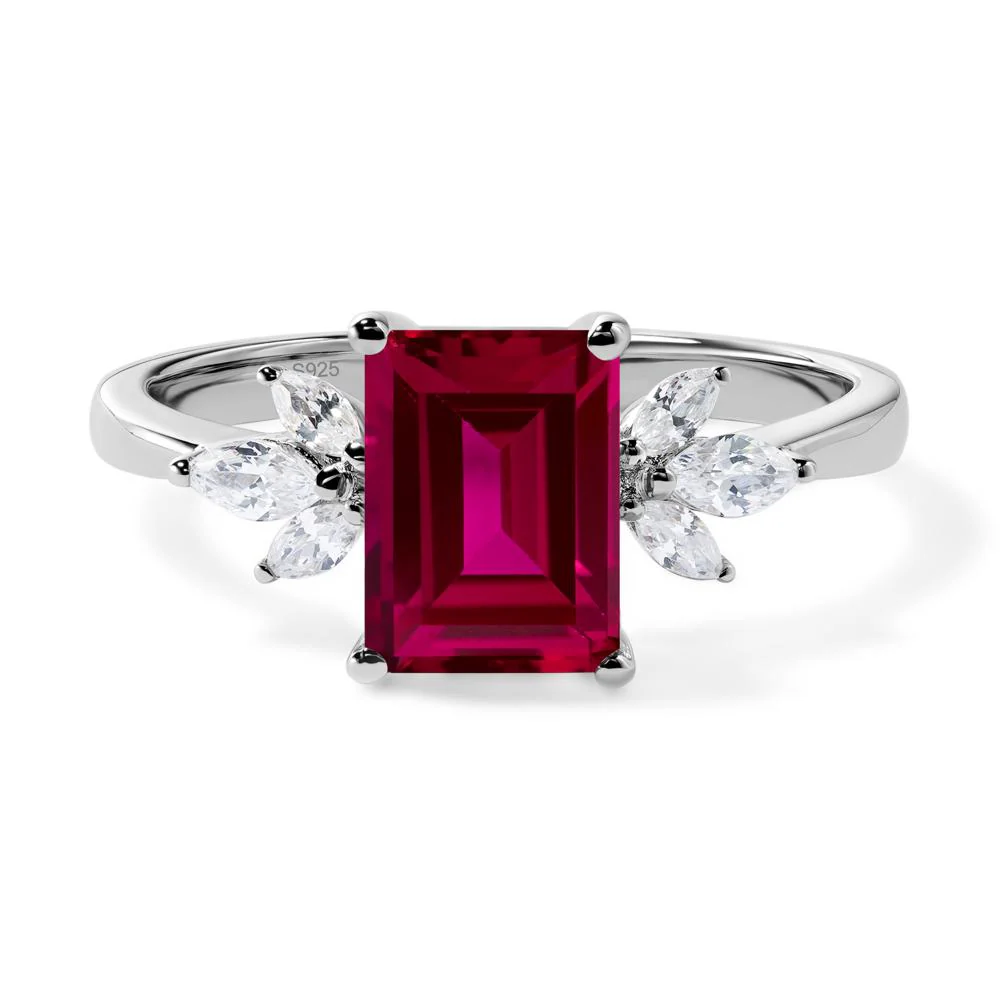 Sunburst Emerald Cut Ruby Ring - Image 2