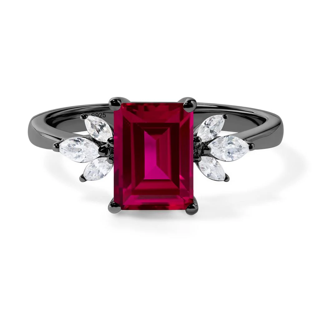 Sunburst Emerald Cut Ruby Ring - Image 3