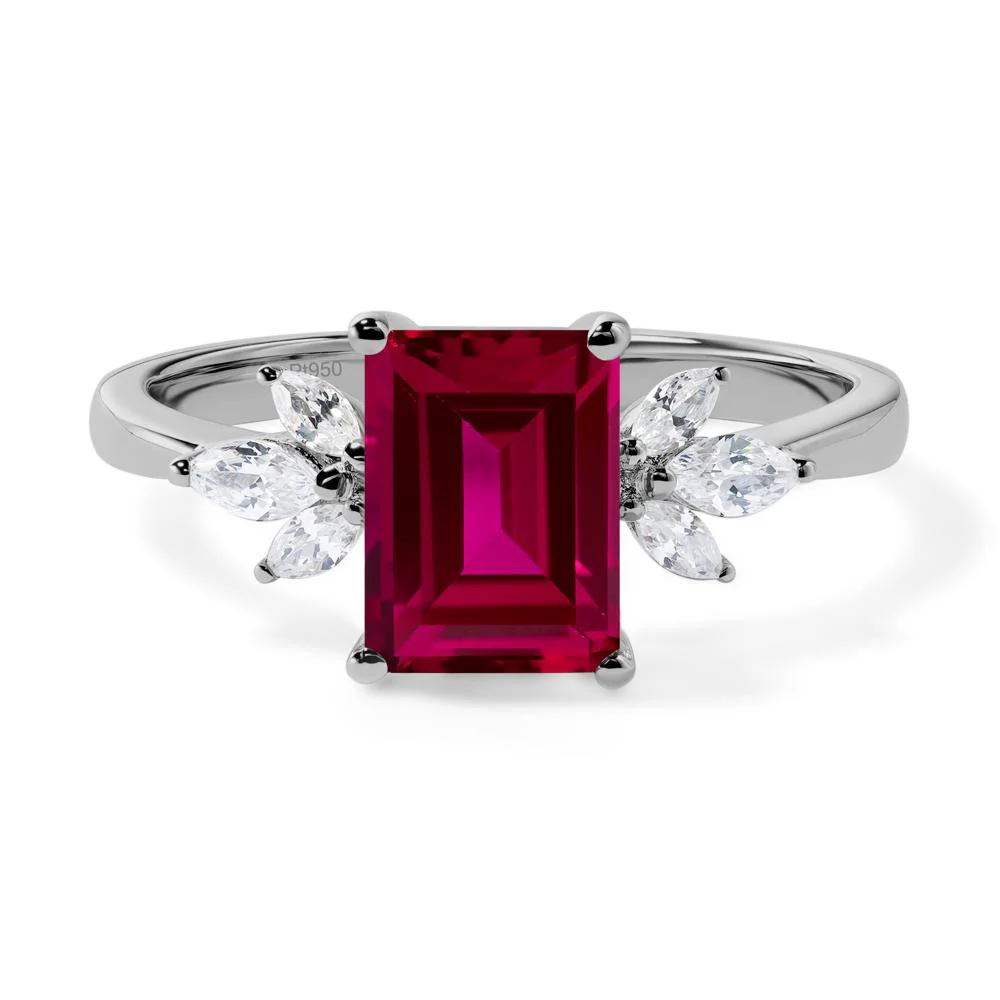 Sunburst Emerald Cut Ruby Ring - Image 6