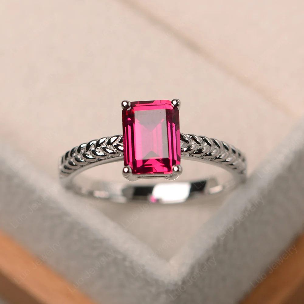Ruby Solitaire Woven Ring