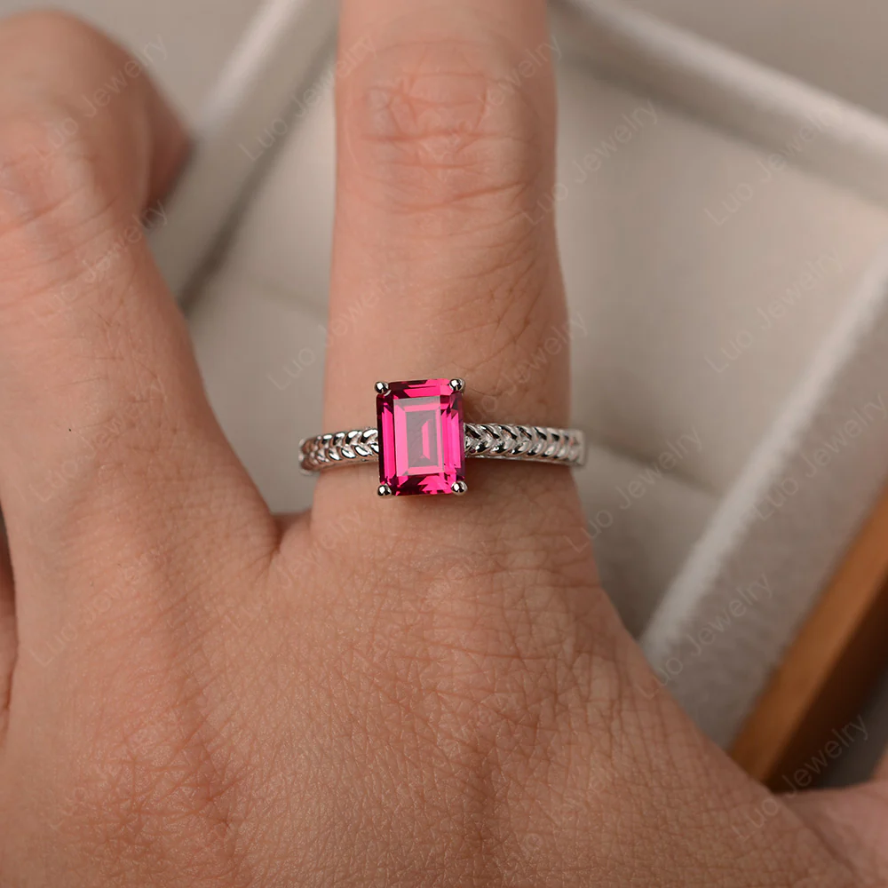 Ruby Solitaire Woven Ring - Image 4