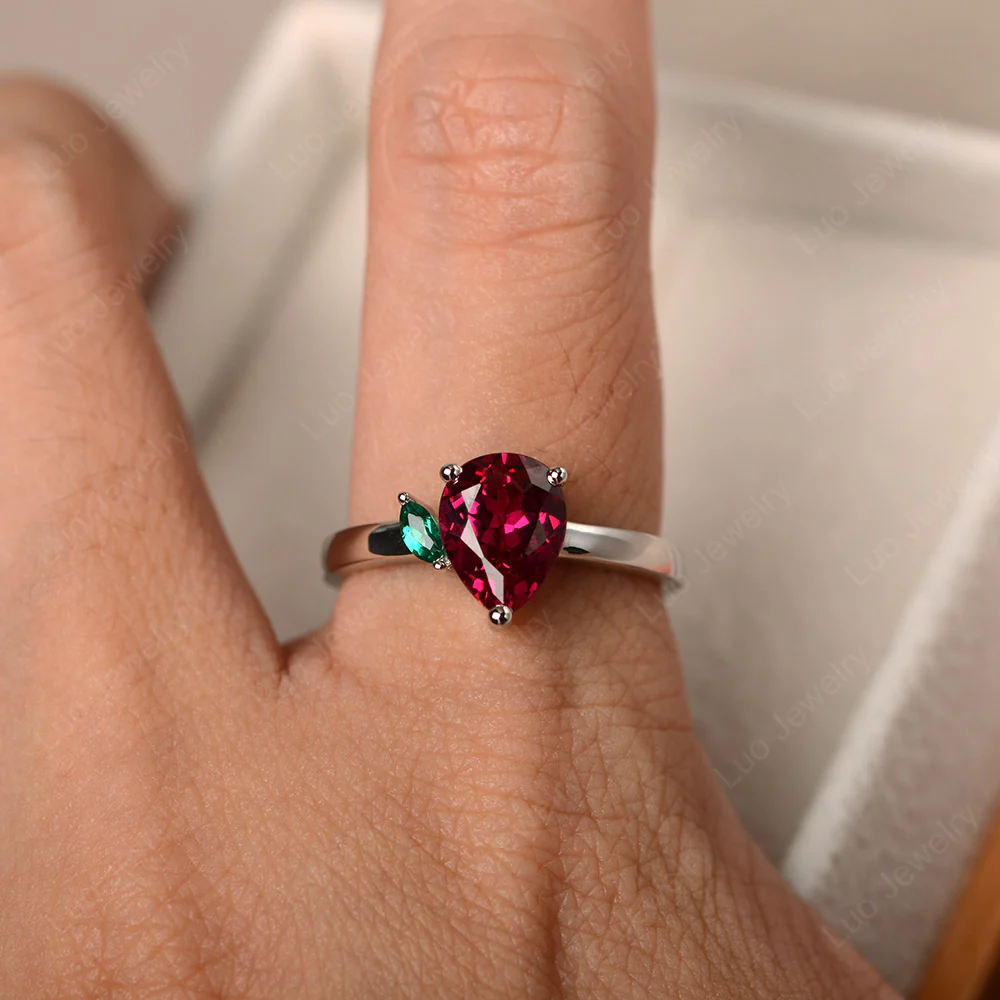 Unique Pear Shaped Ruby Ring - Image 4