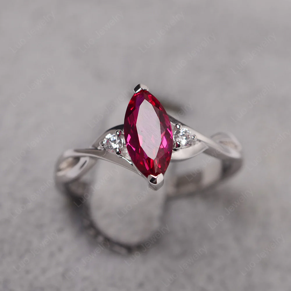 Ruby Marquise Twist Engagement Ring