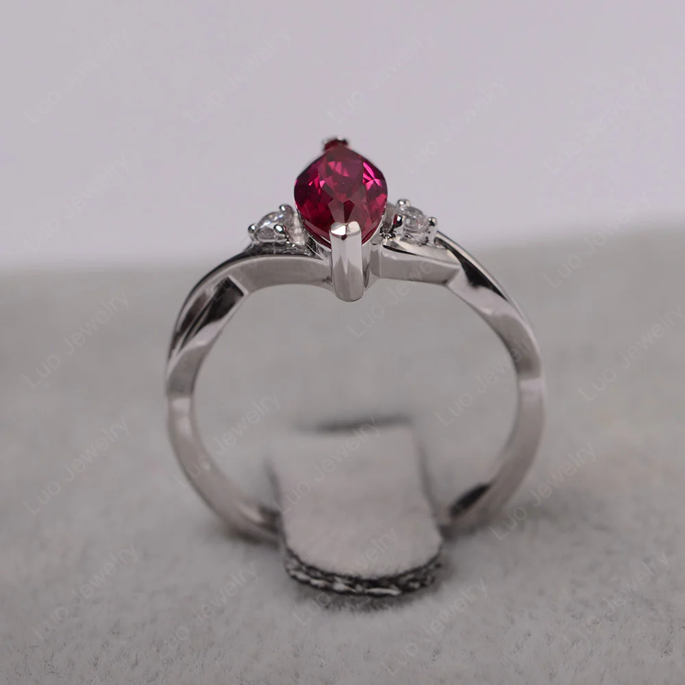 Ruby Marquise Twist Engagement Ring - Image 3