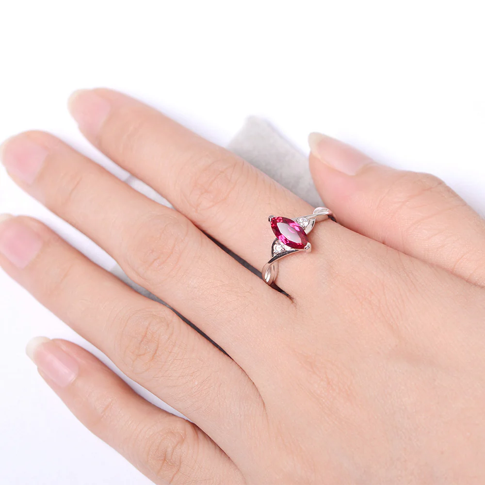 Ruby Marquise Twist Engagement Ring - Image 4