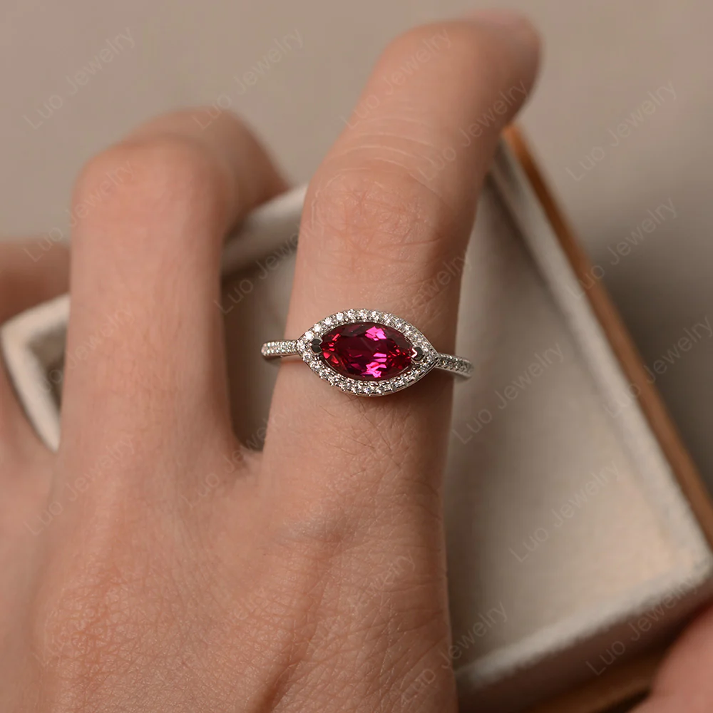 Ruby Marquise Halo Ring - Image 4