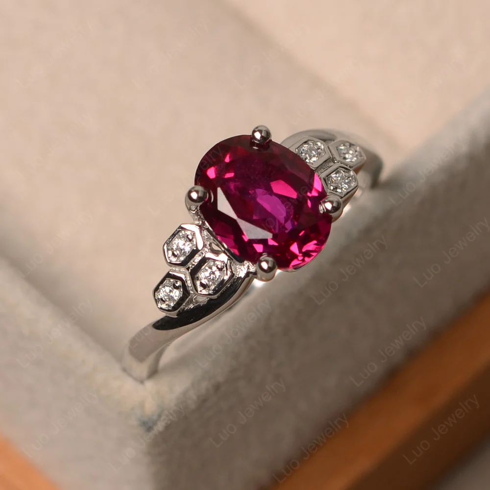 Oval Cut Ruby Honeycomb Ring - Image 2