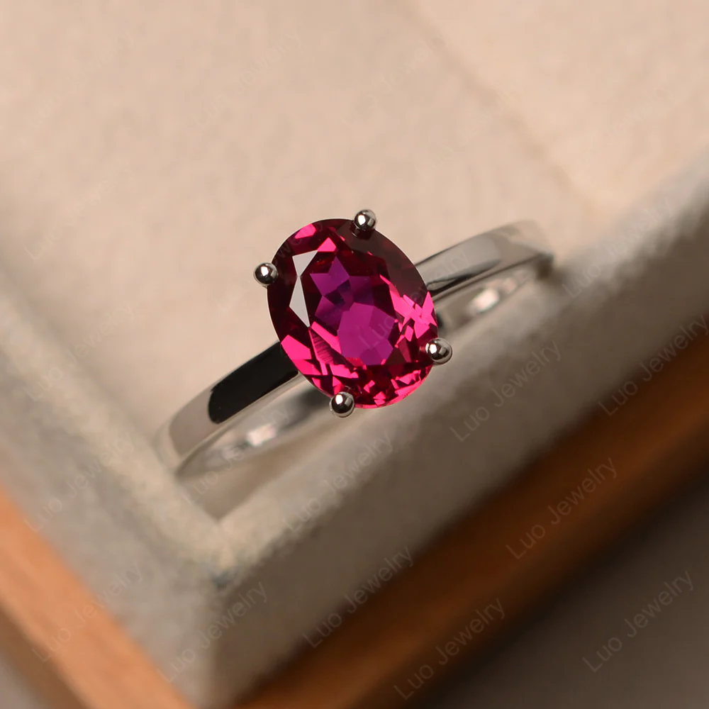 Oval Ruby Solitaire Engagement Ring - Image 2
