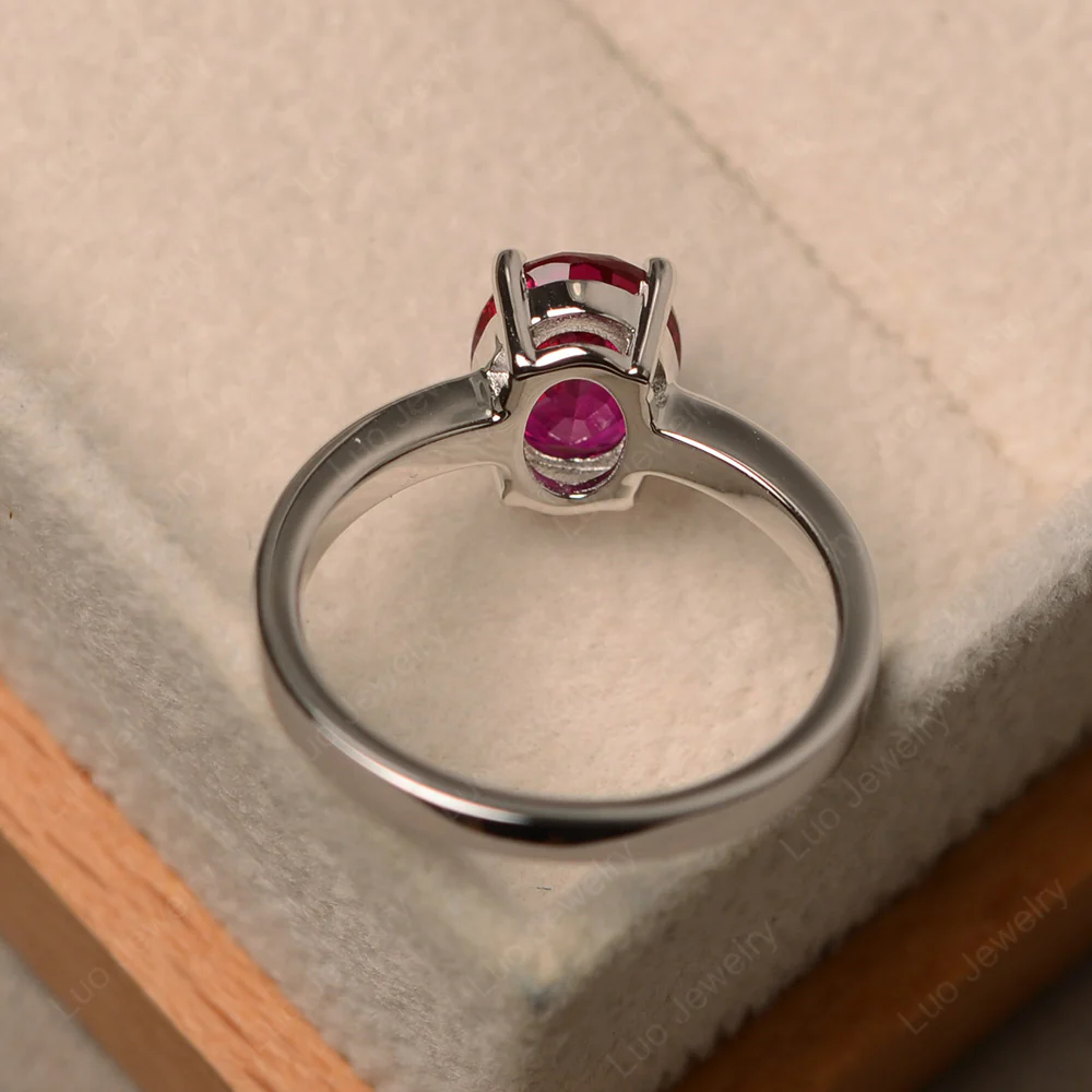 Oval Ruby Solitaire Engagement Ring - Image 3