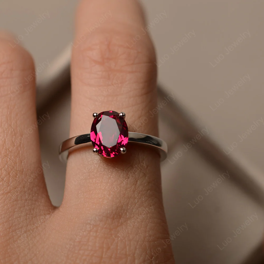 Oval Ruby Solitaire Engagement Ring - Image 4
