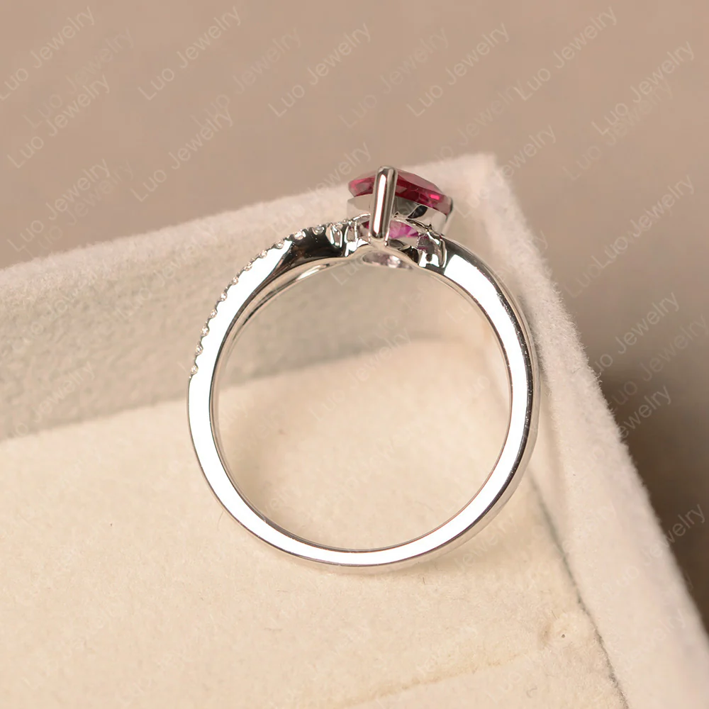 Pear Shaped Ruby Ring Split Shank - Image 3