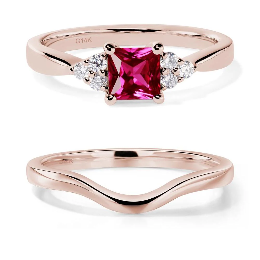 Princess Cut Ruby Petite Ring - Image 11