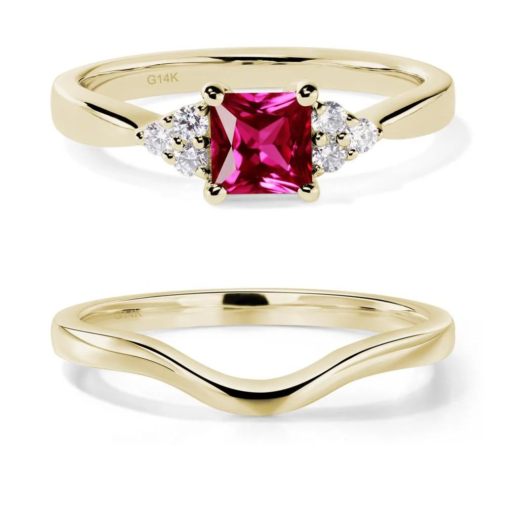Princess Cut Ruby Petite Ring - Image 15