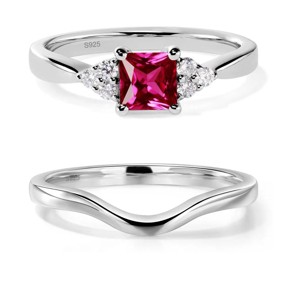 Princess Cut Ruby Petite Ring - Image 27