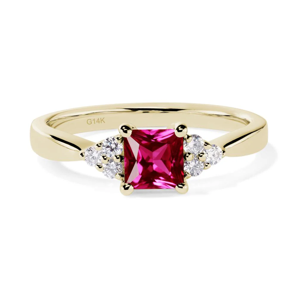 Princess Cut Ruby Petite Ring - Image 4