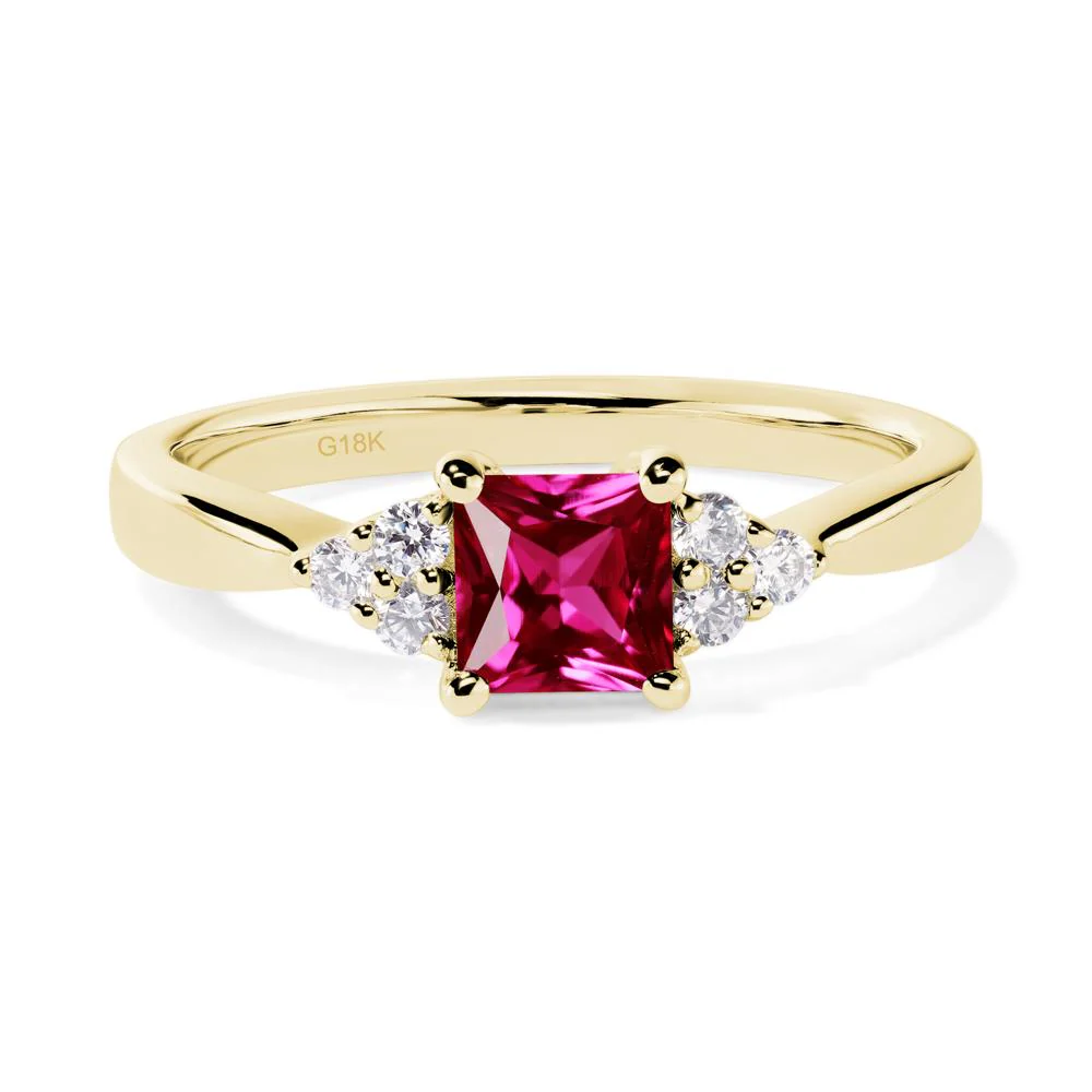Princess Cut Ruby Petite Ring - Image 7