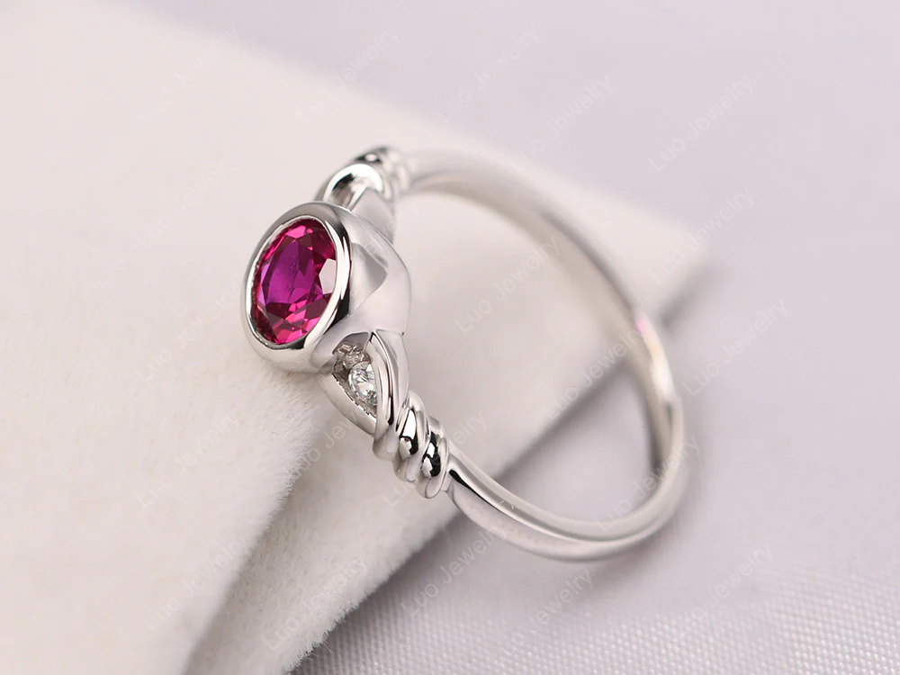 Ruby Ring Round Bezel Engagement Ring - Image 2