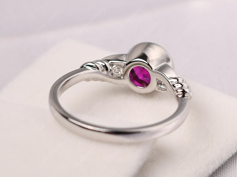 Ruby Ring Round Bezel Engagement Ring - Image 3